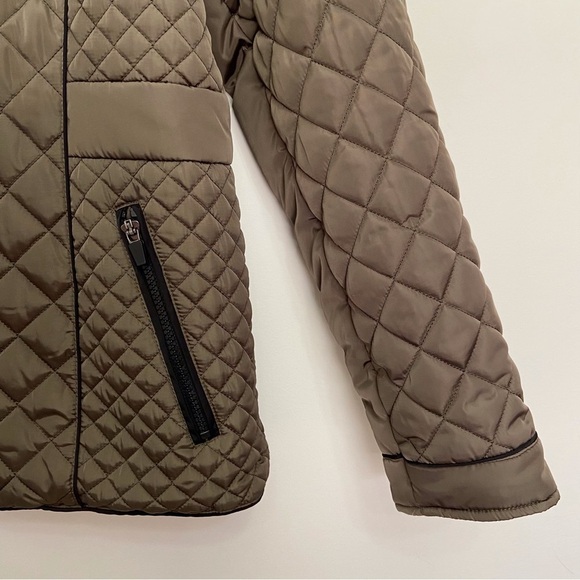 Spanner quilted jacket kaki olive mid coat trendy zip up stylish timeless Large - Picture 6 of 15